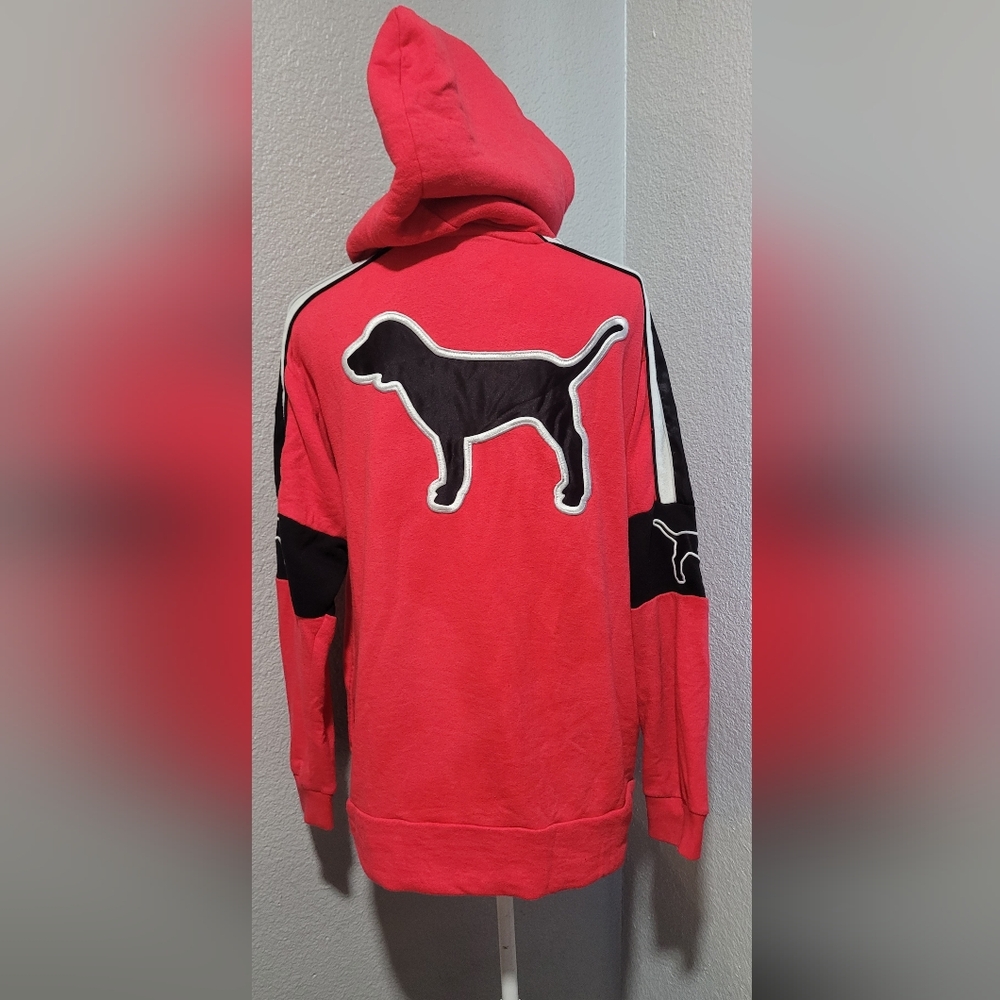 PINK Victoria's Secret Red and Black Half-Zip Sweatshirt